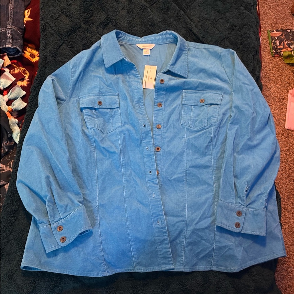 CJ Banks Sky Blue Corduroy Jacket